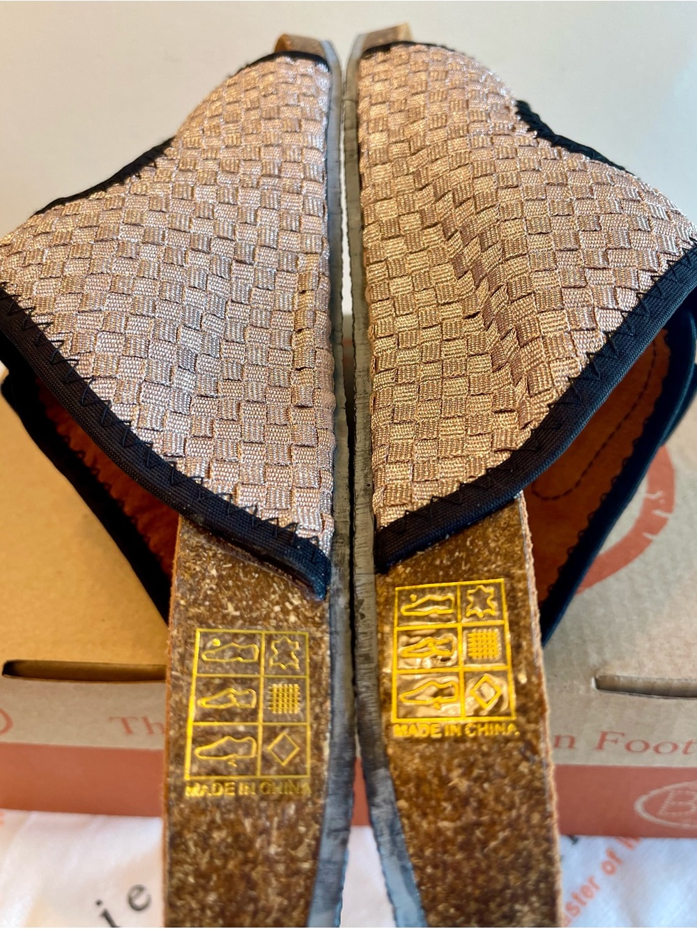 NIB BERNIE MEV SUNSET NUDE METALLIC SLIDE SANDAL WOVEN ADJUSTABLE VELCRO STRAPS - Picture 7 of 14